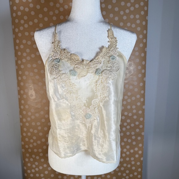Vintage Victoria’s Secret 90s White Lace Chiffon Lingerie Cami Top Large - Picture 1 of 11